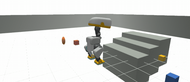 the duck levering onto a step with its head